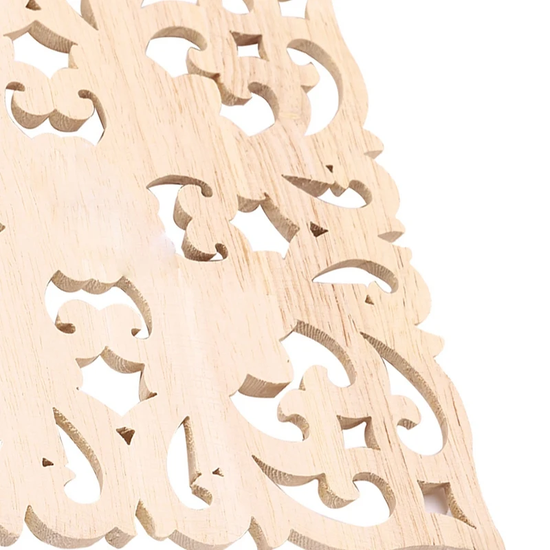 Madeira de borracha esculpida Floral Decal Craft, Real Wood Carving Acessórios e Retail Woodcarving, F 20x20cm, 1X Applique