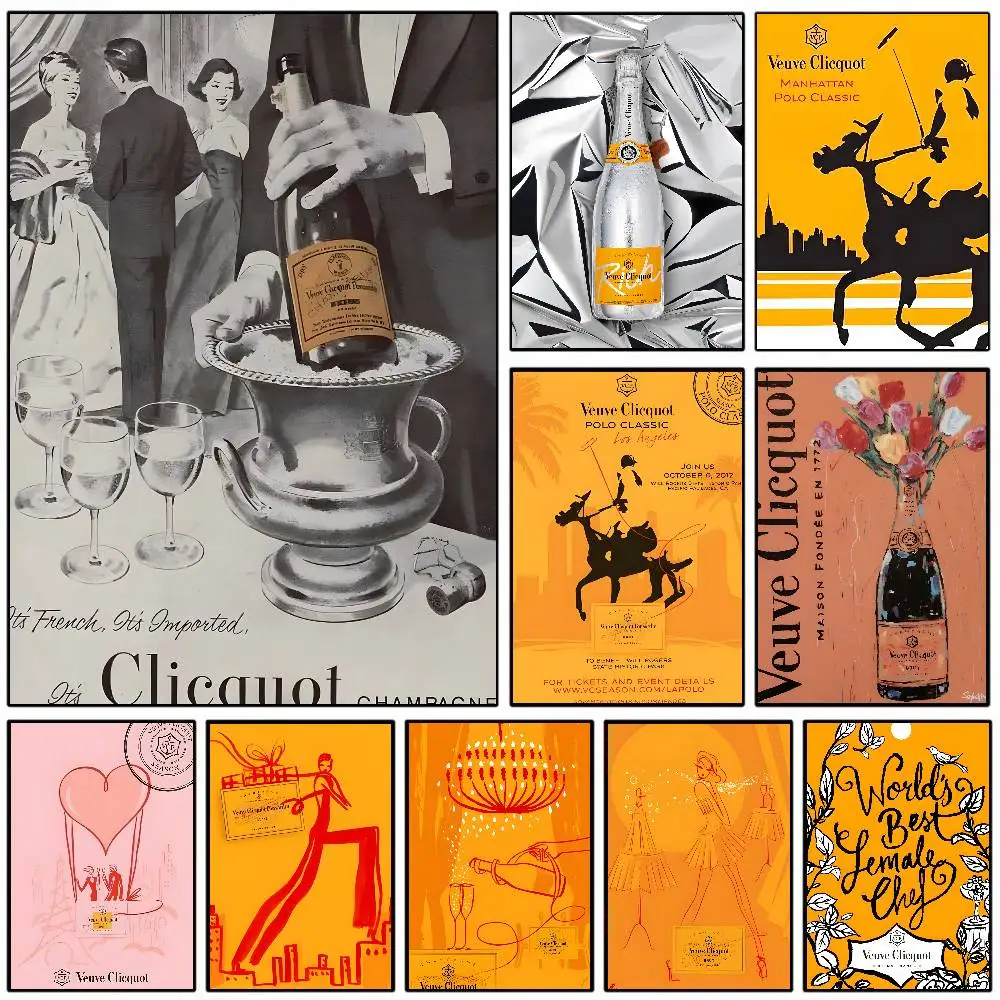 العصرية الموضة V-Veuve من C-Clicquot المشارك HD لزجة الجدار مقاوم للماء غرفة المعيشة المنزلي غرفة نوم النوم بار الديكور الجمالي