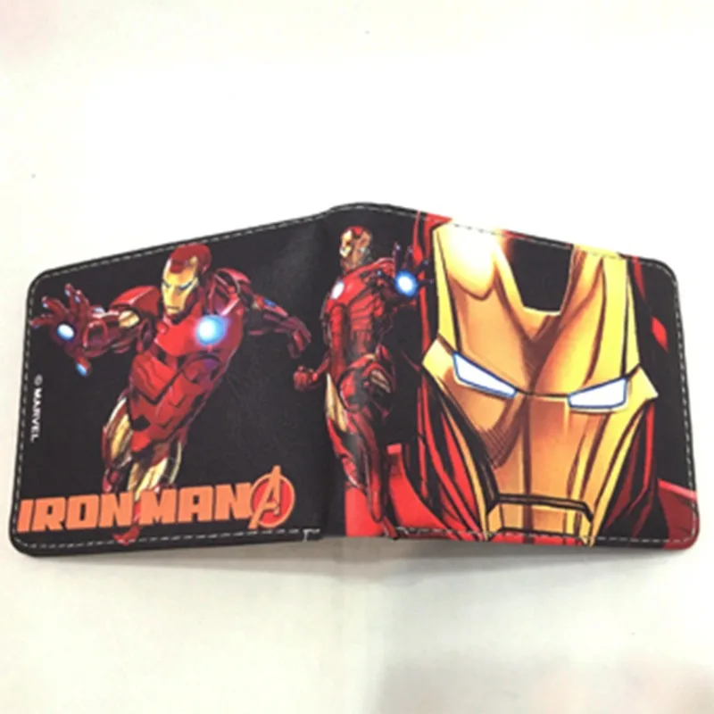 Marvel Anime Wallet Iron Man Cartoon PU Wallet Fashionable Simple Foldable High-value Card Holder Small Wallet Children's Gift