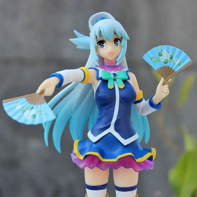 Anime KonoSuba God's Blessing On This Wonderful World Aqua Action Figure PVC Aqua Face Changing Model Toy Doll Desktop Ornament