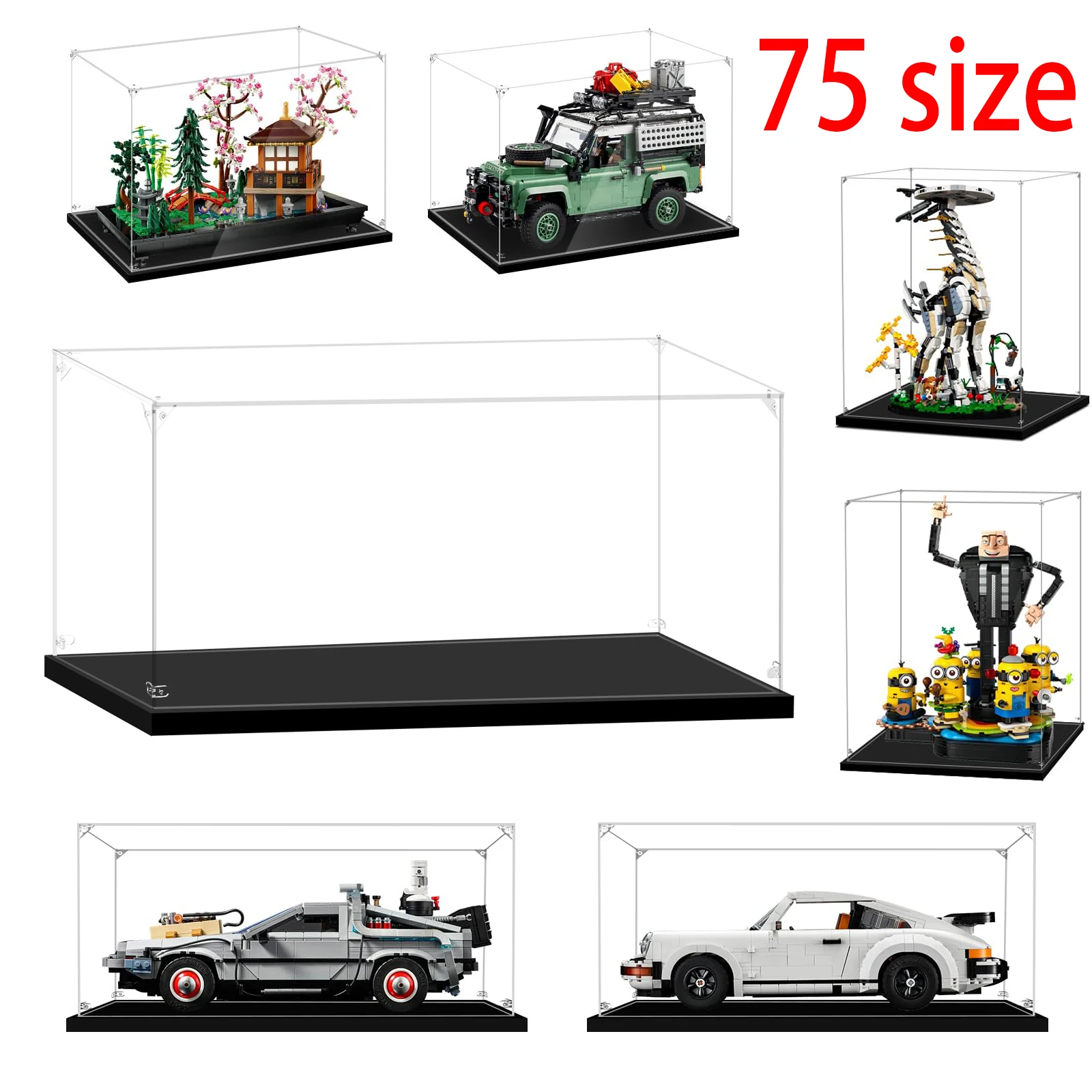 75 Size Transparent Acrylic Display Box For Car Model Figures, Collection Storage Box Building Block Model Display Dustproof Box