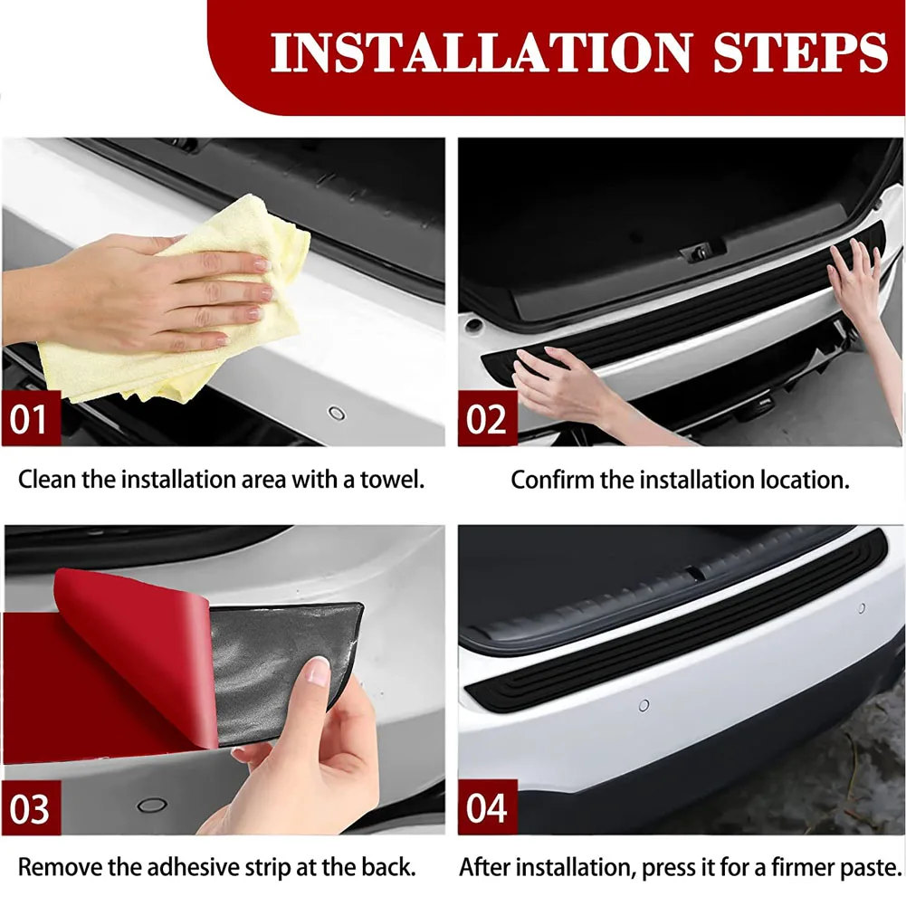 Anti-scratch Car Trunk Door Sill Plate Protector Universal Rear Bumper Guard Rubber Mouldings Pad Trim Cover Strip Car Styling