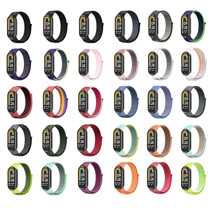 Pulseira de nylon para xiaomi mi band 10 9 8 nfc smartwatch pulseira correa substituição esporte pulsera para miband 8 9 10 pulseira