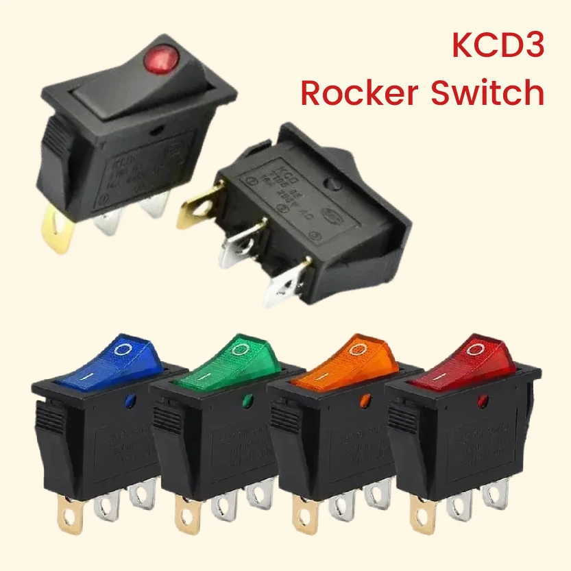 

ON-OFF 3 Pin 15A 250V KCD3 Rocker Switch for Marine Automotive Power Equipment
