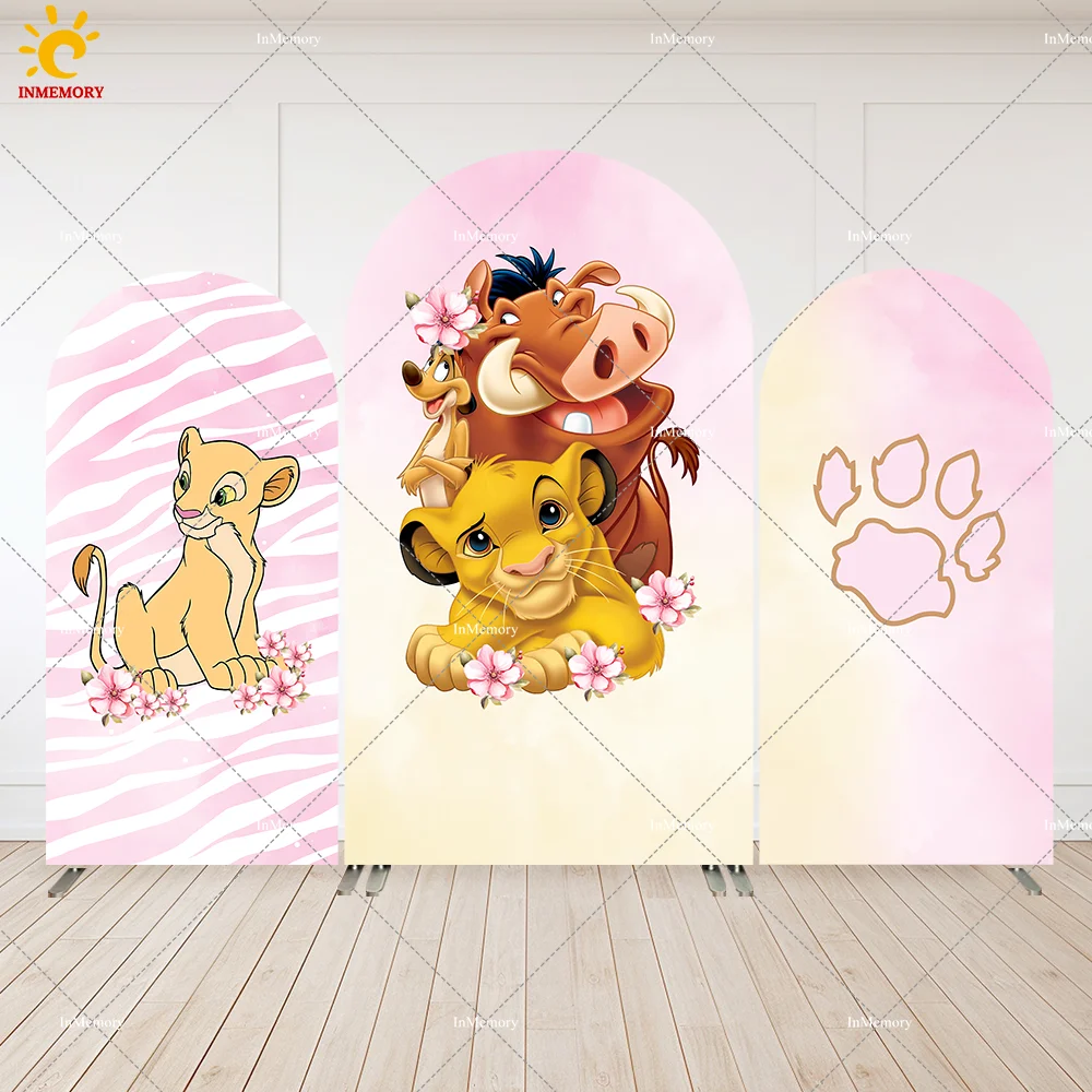 

Custom Disney Lion King Kids Birthday Arch Wall Panels Cover Pink Nala Girls Baby Shower Party Arched Cover Backdrop Banner
