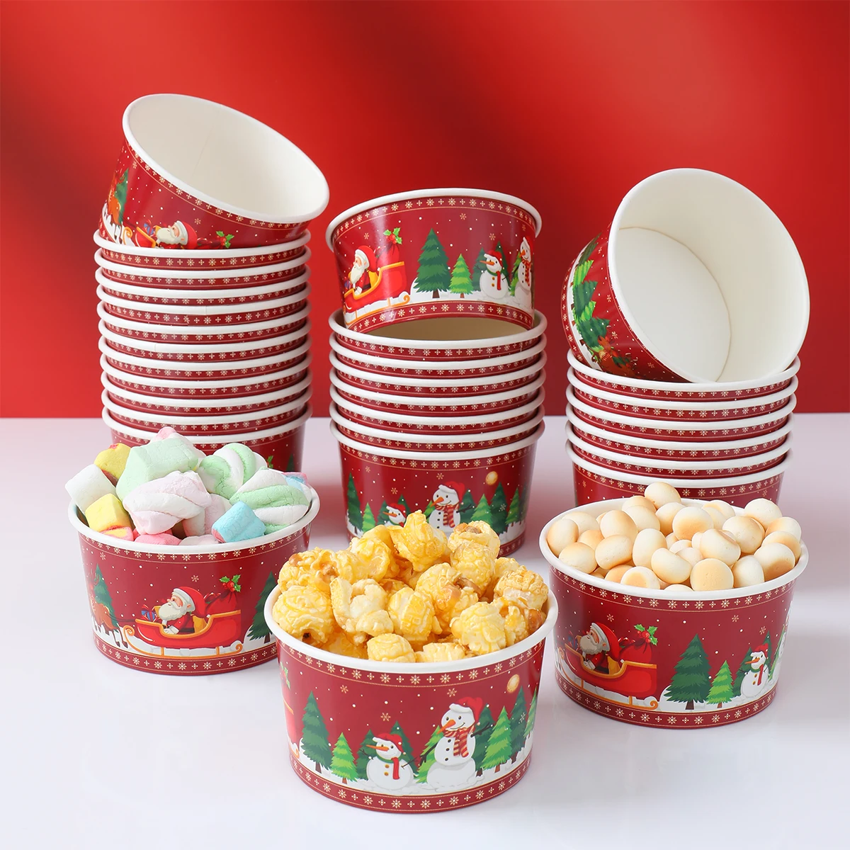 Navidad Santa Claus tazón de papel Navidad Natal Noel muñeco de nieve tazón desechable Feliz Navidad decoración para el hogar 2025 Año Nuevo 2026