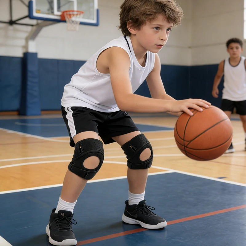 

2pcs Knee Brace for kids, Adjustable Knee Support,Patella Gel Pads Knee Brace for Meniscus Tear Running,Workout Football