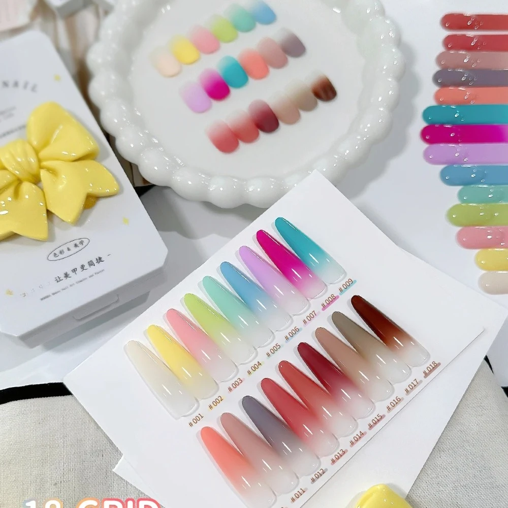 18 Colors Patting Glue Smudge Canned High Saturation Popular Semi-Solid UV/LED Nail Polish Glue Women's Salon for Manicure DIY
