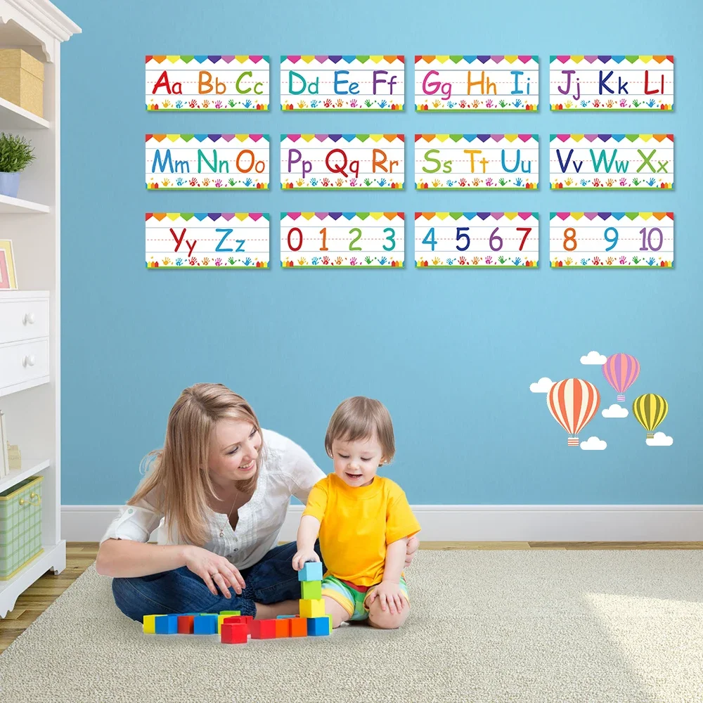 Kid Abc 26 Letters & Number Wall Cards Kindergarten Classroom Decorations baby Learning Poster Wall Decal Poster Mural