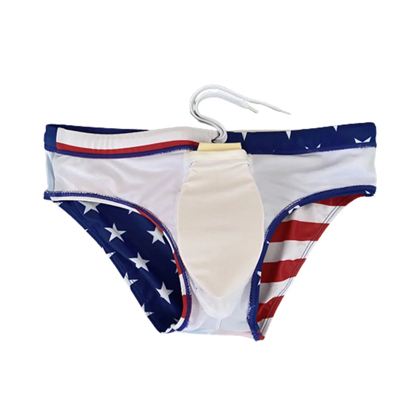 Bikini Swimwear Swimsuit Stars And Stripes Surf Swim Trunks Mens Nylon Pouch-Cup Sexy Beach Swim Briefs Fashinable