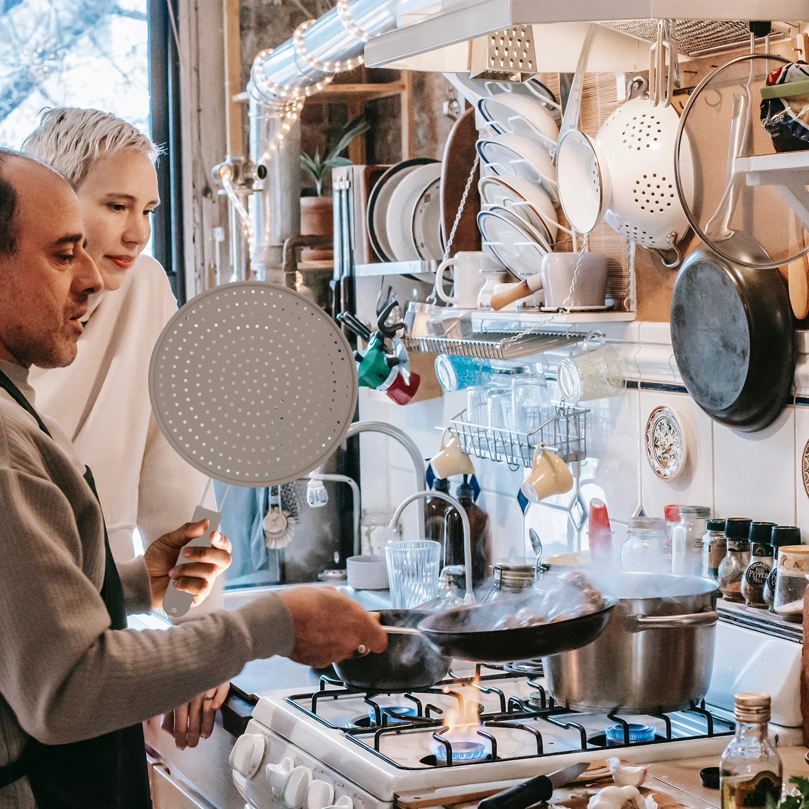 

Silicone Splatter Screen 8 Inch Anti-Splash Pot Lid For Frying Pan Oil Guard Kitchen Cooking Tool Household Filter Lid