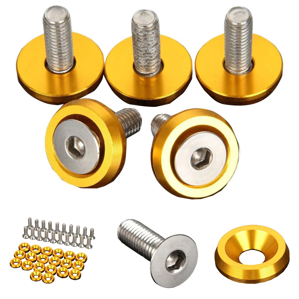 

20 Pieces M6 Screws with Aluminum Fender Washers Suitable for Automotive Bumper Trunk and Headlight Installation