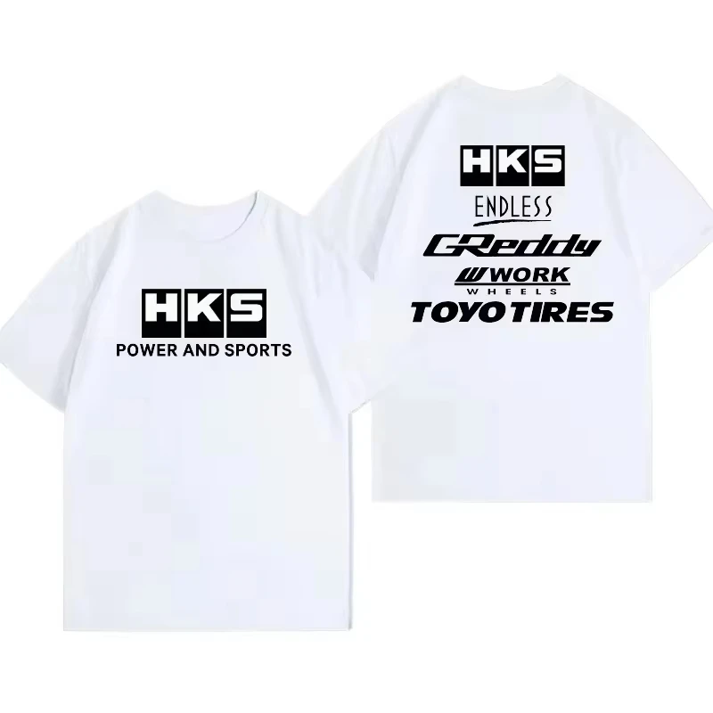 2026 Summer Cotton Double Sided Print Tee For Men JDM Automotive Culture Graphic Tshirt Racing Enthusiast Casual Street Short