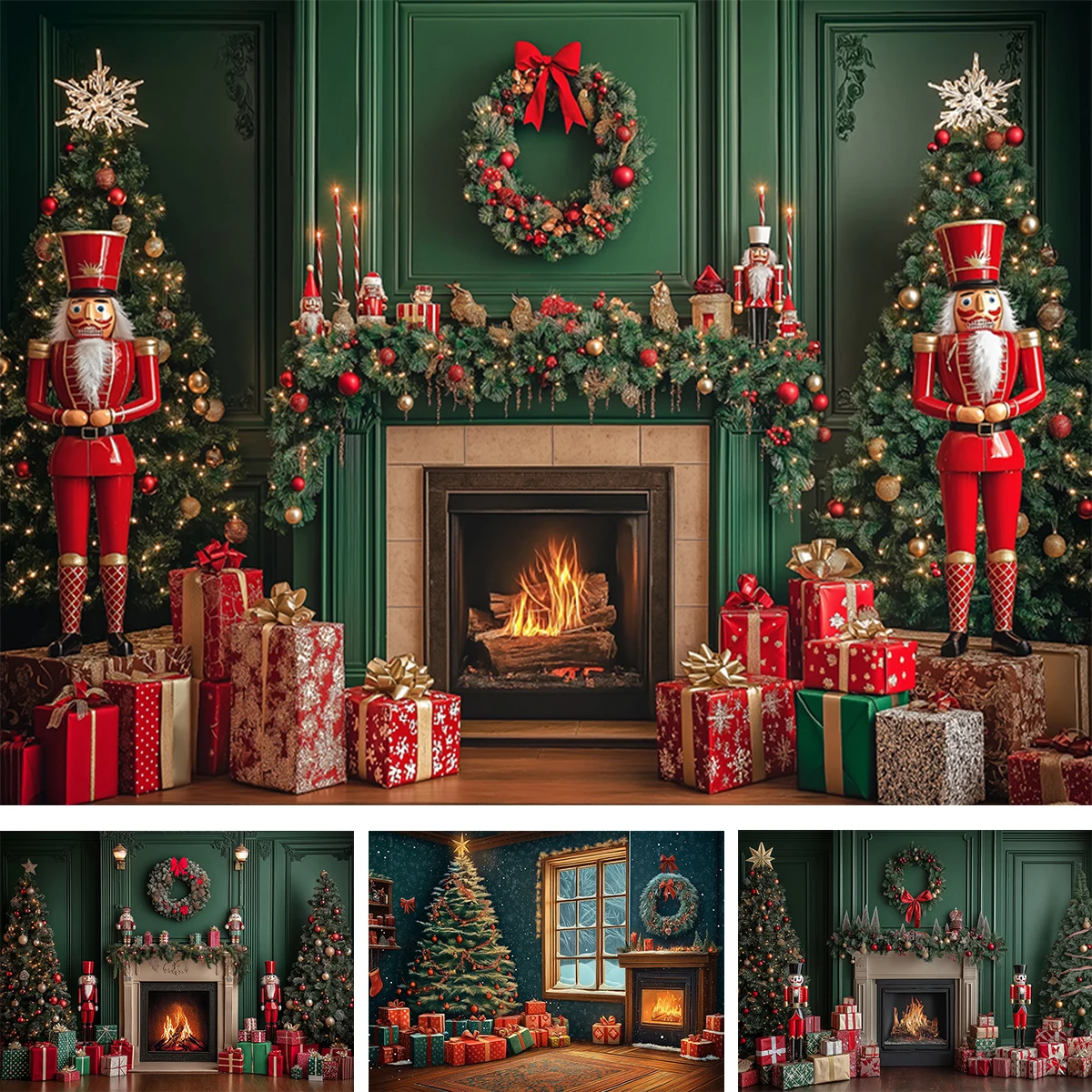 

Рождественский Щелкунчик фоны для детей и взрослых реквизит для фотосессии для маленьких детей ретро камин носки венок фон для комнаты