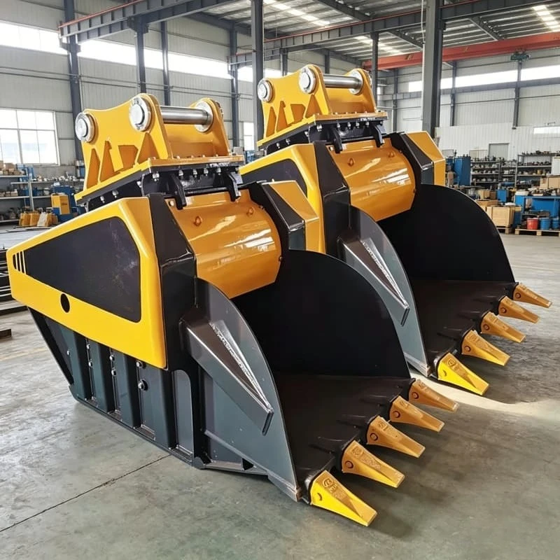 Excavator Crusher Bucket Reinforced Rock Crushing Bucket Attachment Hydraulic Drive for Efficient Concrete Rock Breaking Custom