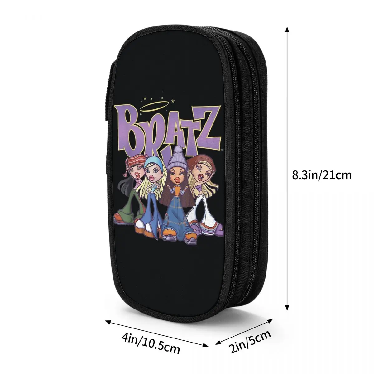 Bratz Original Four Group Shot Logo Pencil Case College Pencil Box Students Double Layer Back To School Pencil Cases Stationery