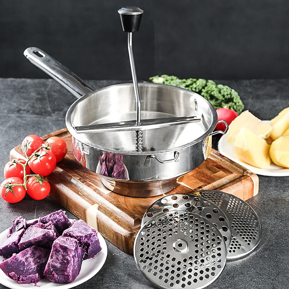 

Stainless Steel Food Blender Veggie Grater Fruits Kitchen Tools Potato Mash Maker Vegetable Crusher Mill Silver Color Long
