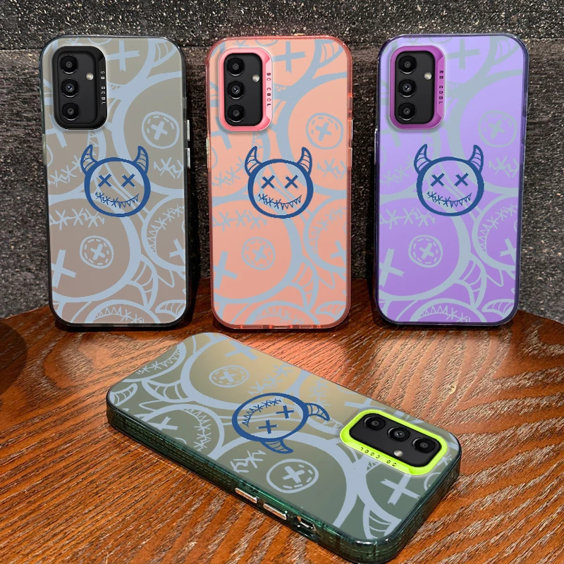 Painted Cartoon Demon Phone Case For Samsung Galaxy Wide 6 Quantum 4 M34 5G A25 A24 F13 M13 Electroplated Shock-absorbing Cover