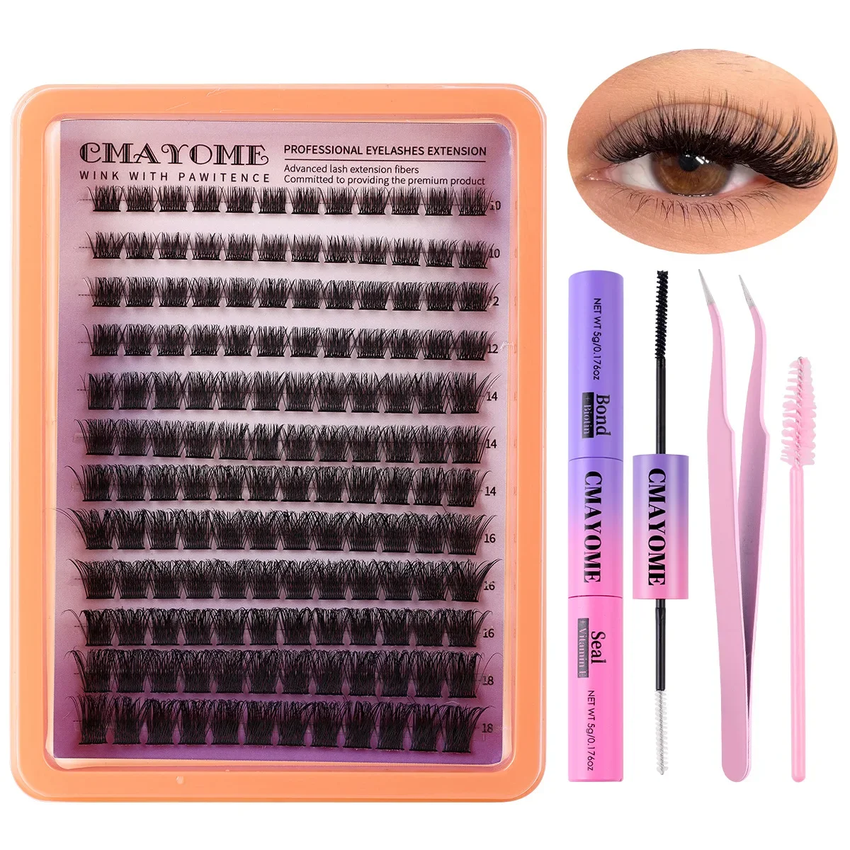 Fashion Hot-selling Women's Daily Matching False Eyelashes Book with Tool Set B Song Segmented 10-18m Eyelashes