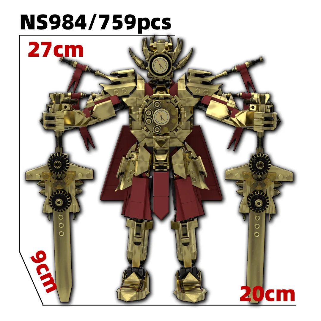 

Skibidi Toilet MOC Abstract Building Blocks TV Golden Champion Clock Emperor King Model Compatible With LEGO Bricks Toys