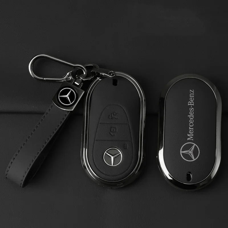 Zinc Alloy Leather Car Key Case Cover Protector Shell Fob for Mercedes Benz 2022 C S Class W206 W223 S350 C260 C300 S400 S450 S5