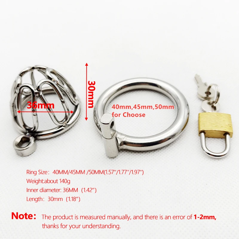 작은 스테인레스 스틸 남성 순결 장치, 잠금 장치가 있는 중공 금속 콕 케이지, 콕 링, 정조대, 남성 게이용 성인 섹스 토이