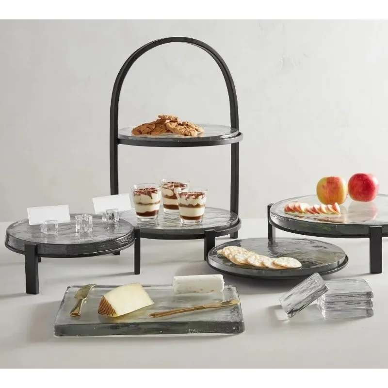 Kitchen Tabletop Other Tableware Dinner Parties Delicacies Slab Glass Tiered Stand Rack