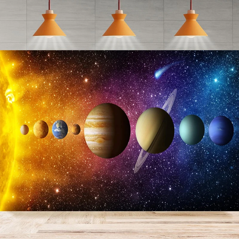 Solar System Space Photography Backdrop Universe Outer Space Planets Cosmic Galaxy Stars Background Party Backdrop Wall Banner