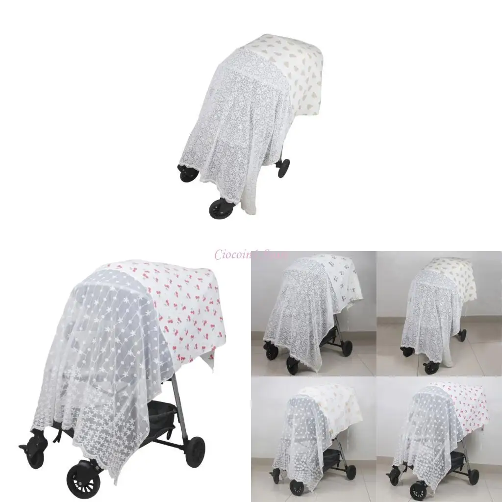 

Y1UB Breathable Mesh Baby Strollers Cover Sunshade Canopy Multipurpose Insect Proof Sunshade Blanket for Outdoor Use