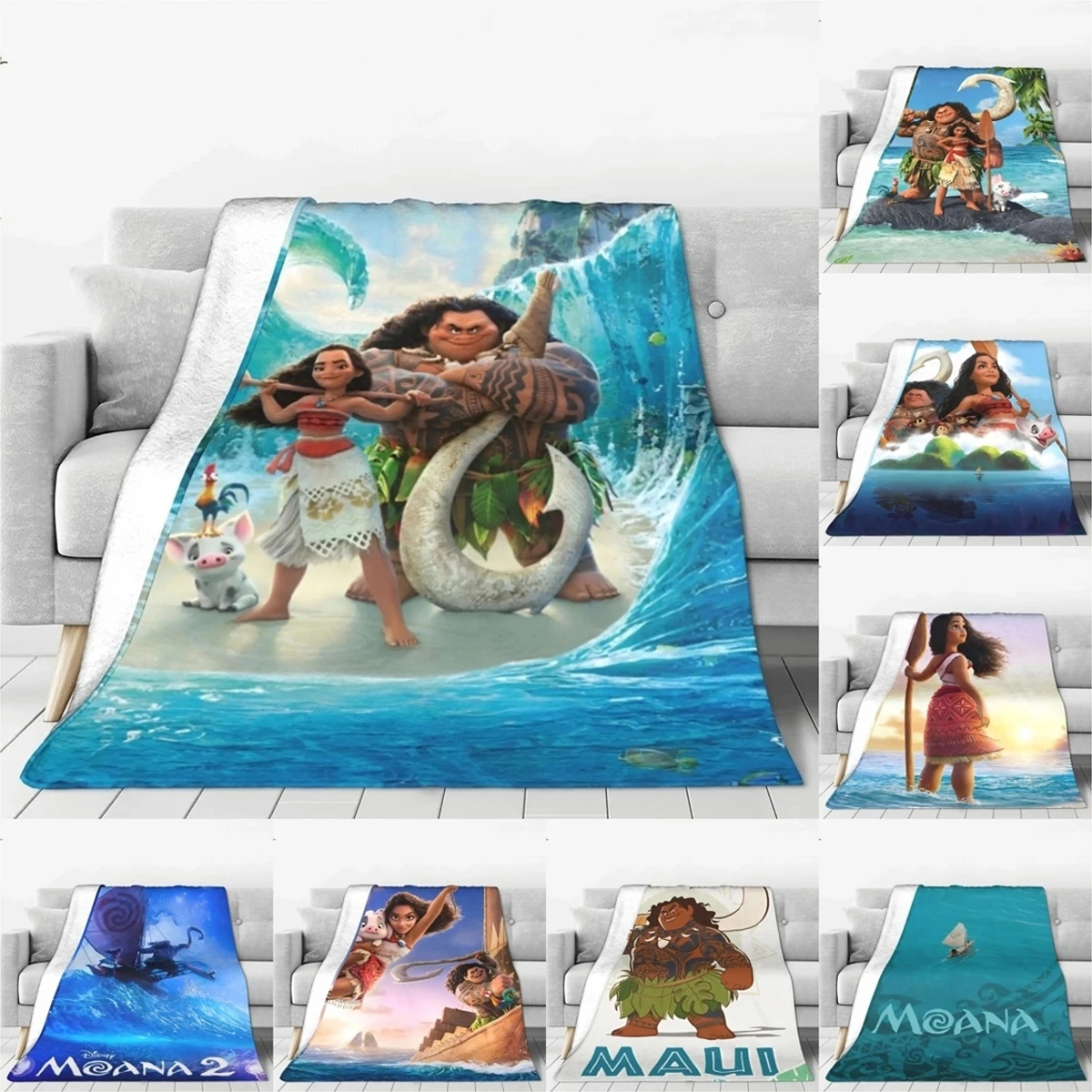 Moana Maui Anime Cartoon Plush Blankets Princess Movie Vaiana Novelty Throw Blanket for Home 125*100cm Bedspreads Super Warm