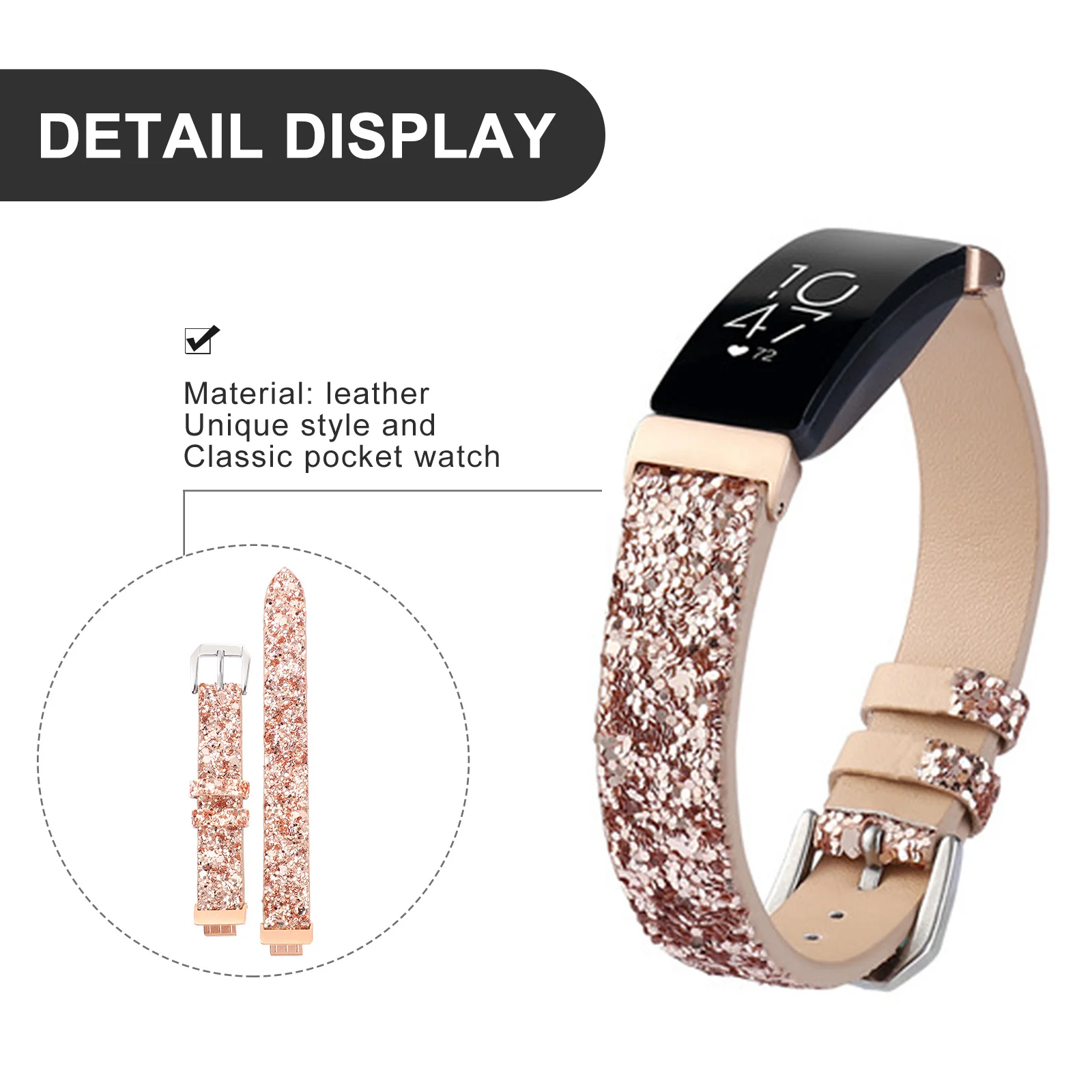

1Pcs Sequined Watch Strap Comfortable Adjustable Band Compatible Elegant Wristwear Watch Strap