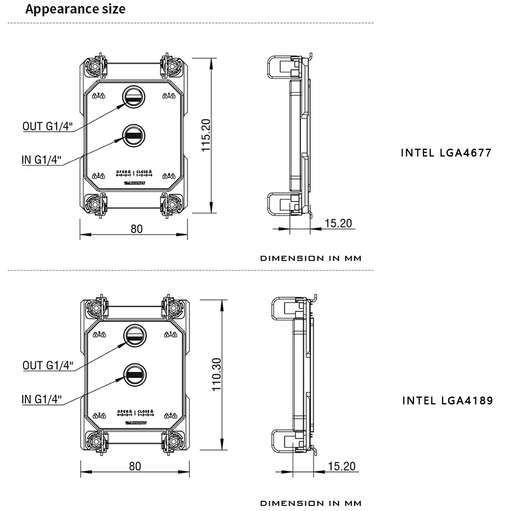 Barrow LTPA-4677 CPU Water Block Use for INTEL LGA4677 / LGA4189 /12th 13th Server AI Cloud Computing Liquid Cooling All-Metal