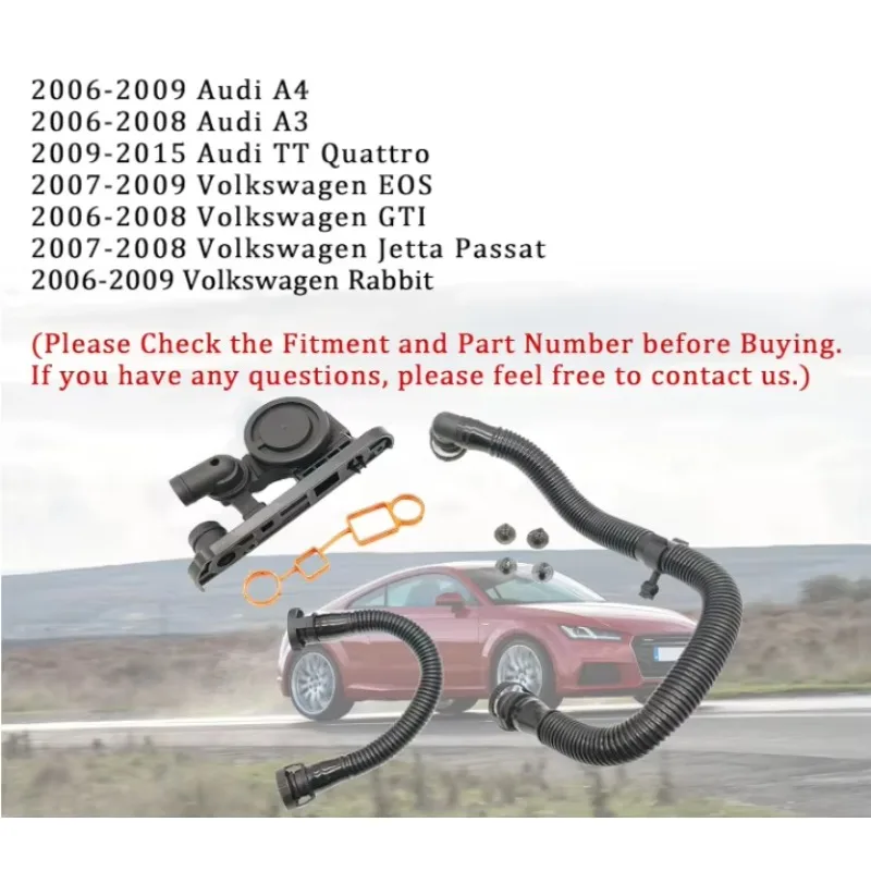 

AS8111 06F129101P N10412804 06F103221E 06F103235 06F103483E PCV Valve Crankcase Breather Hose W/Gaskets Kit for Audi VW