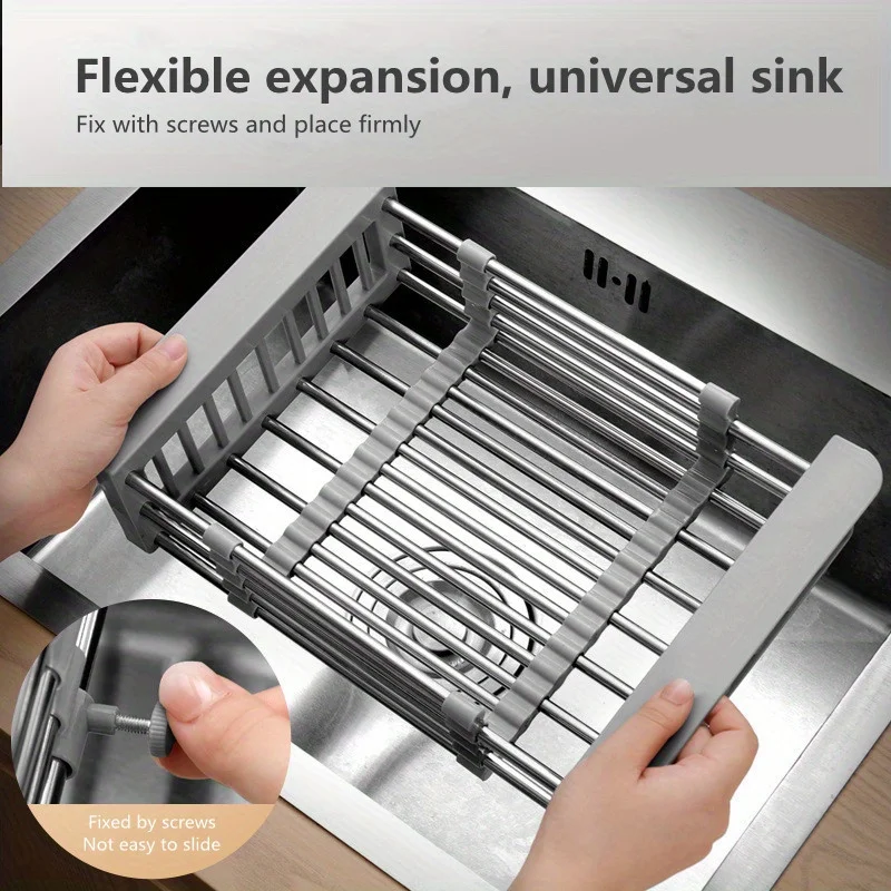 Kitchen Dish Drying Rack Over Sink Dish Rack Drainer Dish Drainer Rack Organizer Stainless Steel Sink Organizer Drain Basket - view 3