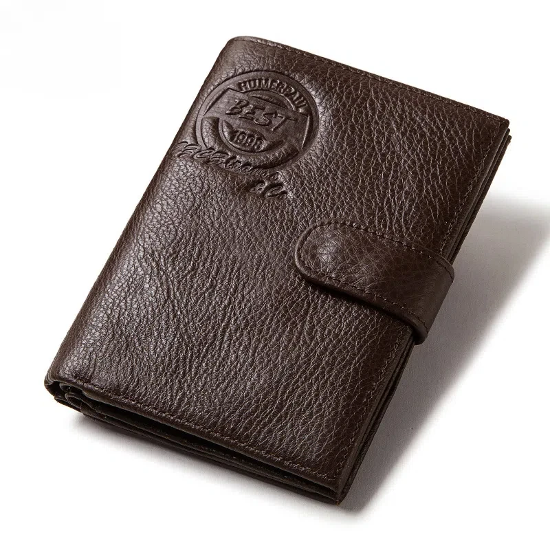 Genuine leather men's wallet top layer cowhide business casual passport bag large capacity multi-function wallet