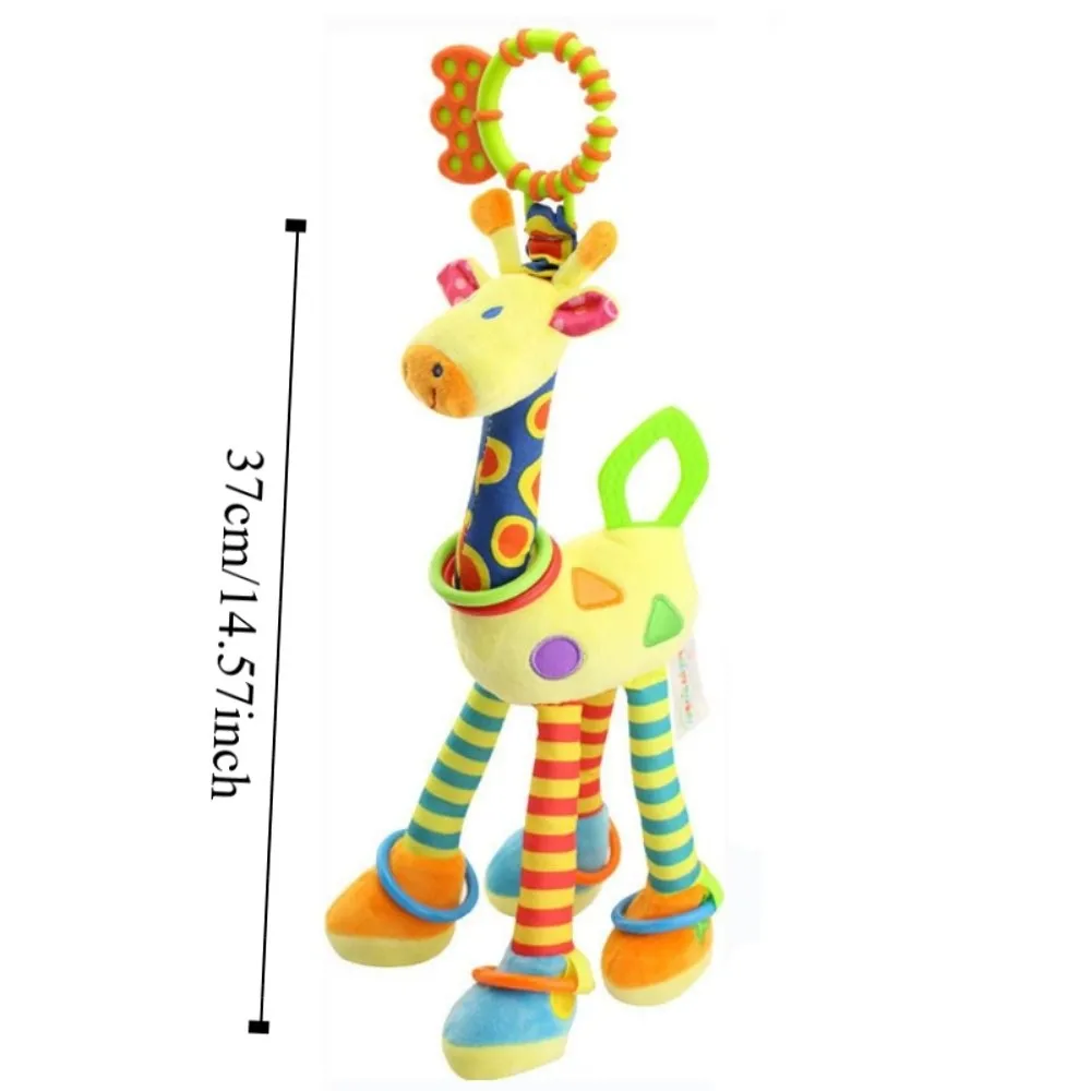 PP Cotton Giraffe Animal Handbells Plushies Early Education Newborn Giraffe Rattles Soft Cartoon Animal Rattle Teether