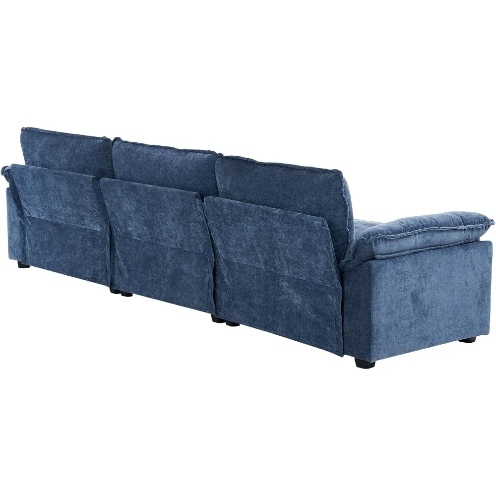 

120" Convertible Sectional Sofa,L-Shaped Deep Seat Sofa Couch,3-Seat Sofa Couch with Ottoman for Small Space (Bluish Grey, 120")