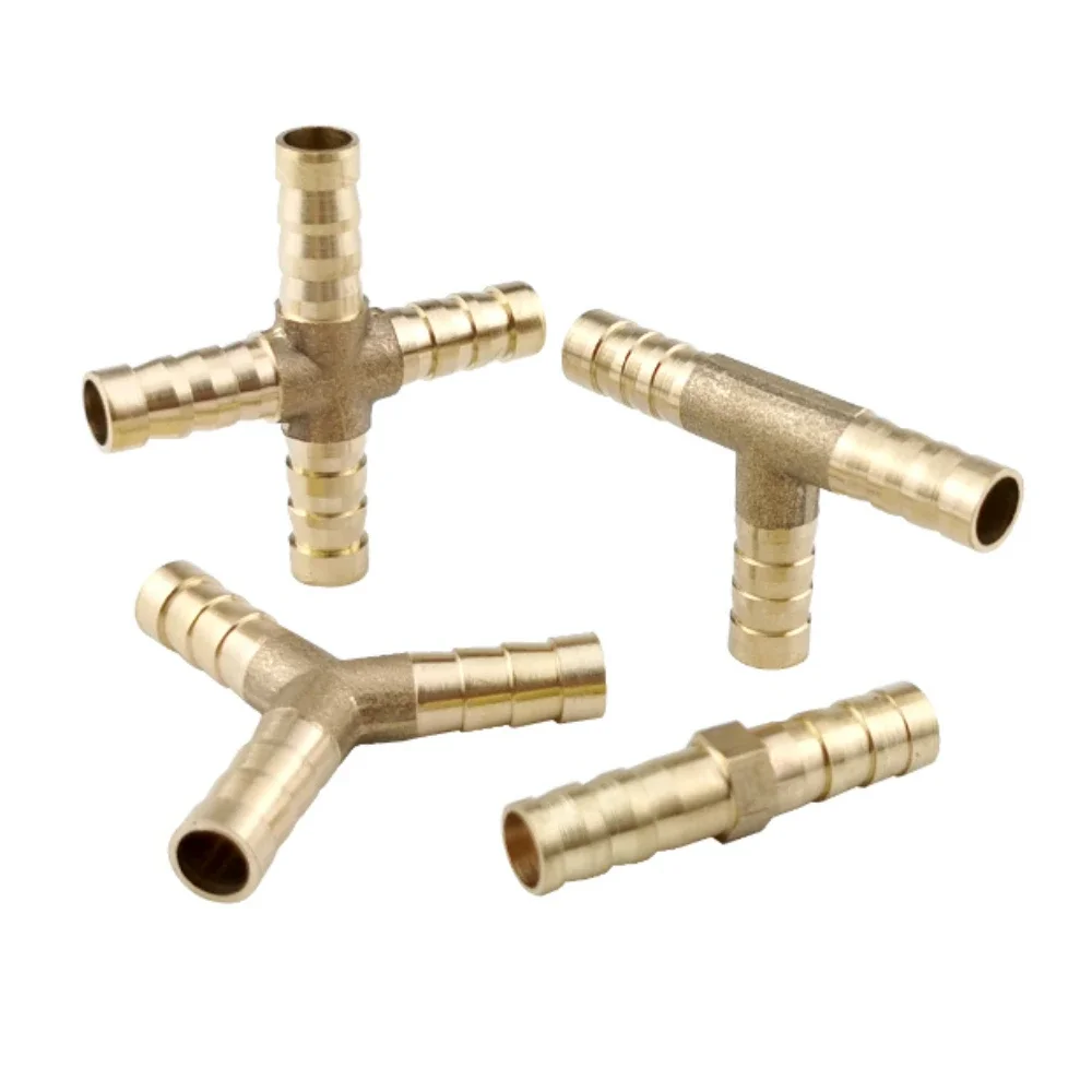 4 5 6 8 10 12 14 16 19 25mm Hose Barb Brass Hosetail Straight Elbow Tee Y Cross 2/3/4 Way Fitting Splitter Connector Home Garden