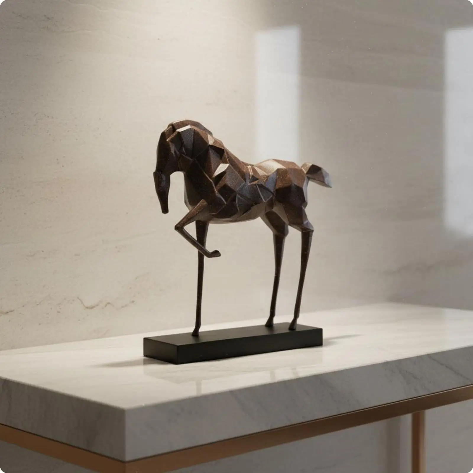Geometric Horse Statue Long-Lasting Faceted Horse Sculpture Realistic Features