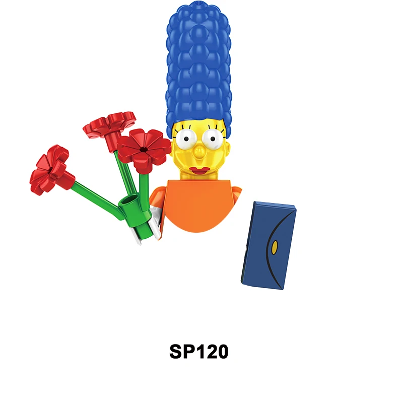 Mini blocos de construção da série The Simpsons no estilo Disney, conjunto de figuras familiares e individuais, brinquedos colecionáveis para presente