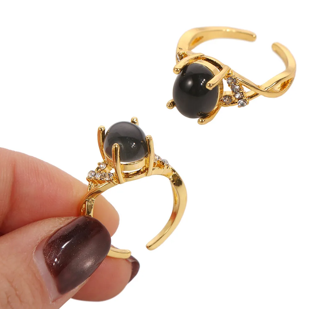 Temperature Control Color Retro Adjustable Mood Rings Oval Fashion Changing Color Ring Moon Stone Jewelry