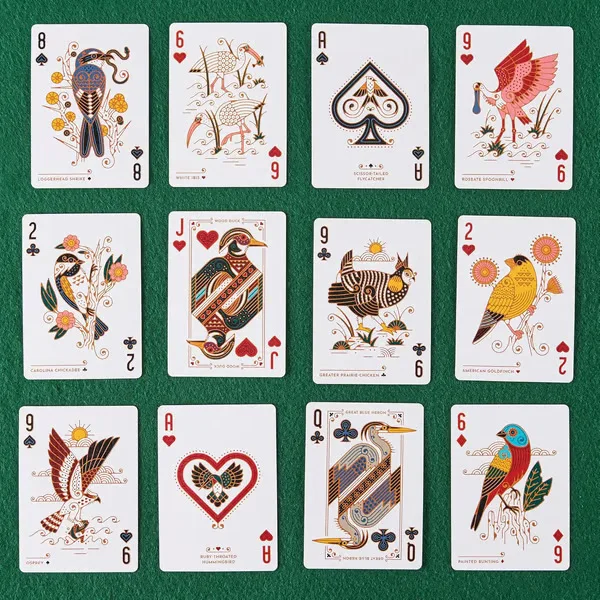 Spielkarten mit Vogel in der Hand – 54 Stück Karten, Kunstdeck, einzigartige Vogellustrationen, Spielkarten für Sammler – Detail 4