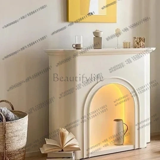 Simple Cream Style French Style Light-Emitting Cloud Fireplace Decorative Cabinet Corridor End Entrance Cabinet