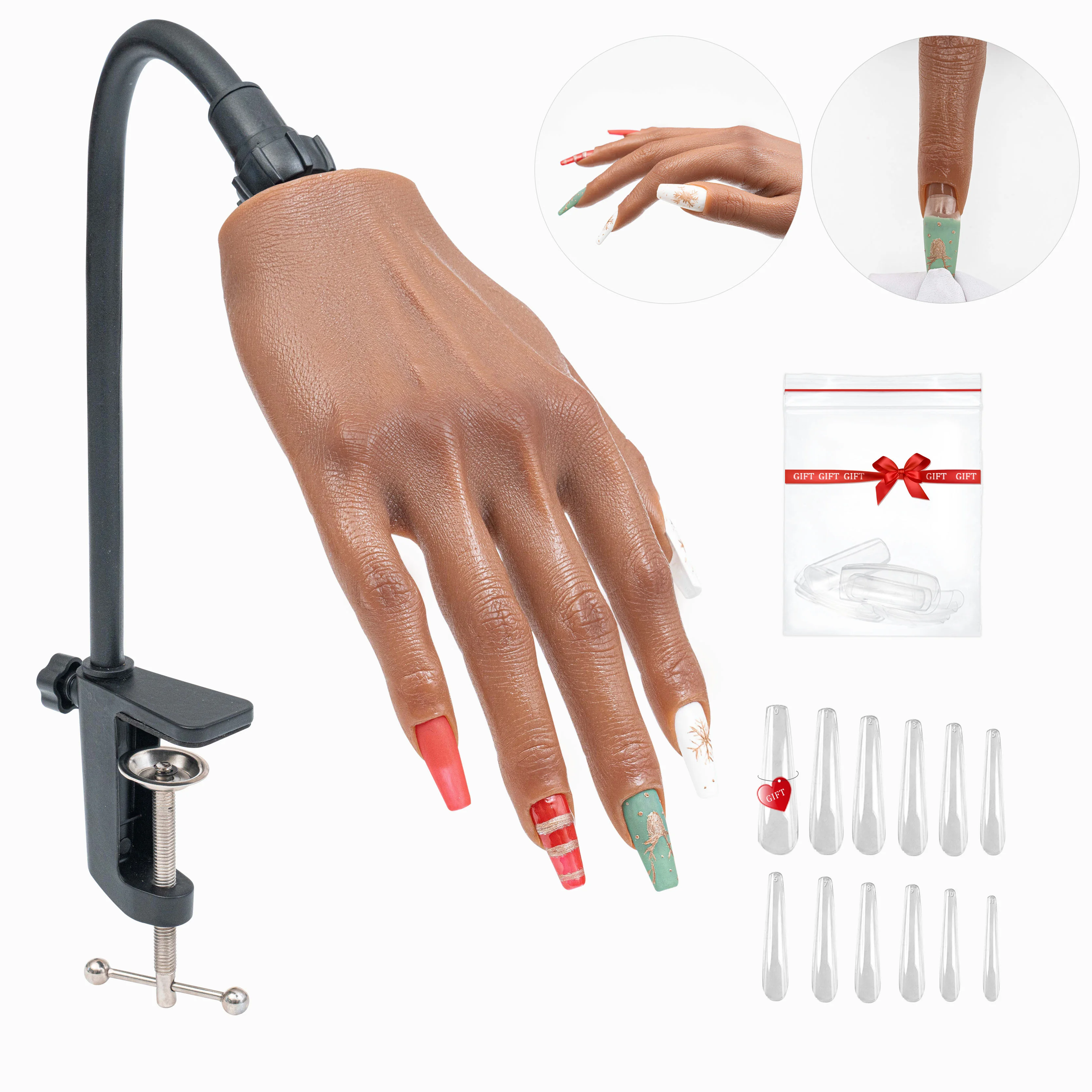 

Nail Silicone Practice Hand For Acrylic Nails Training Fake Hand Nail Art Practice Tools Hand Tattooed Nail Manicure Beginners