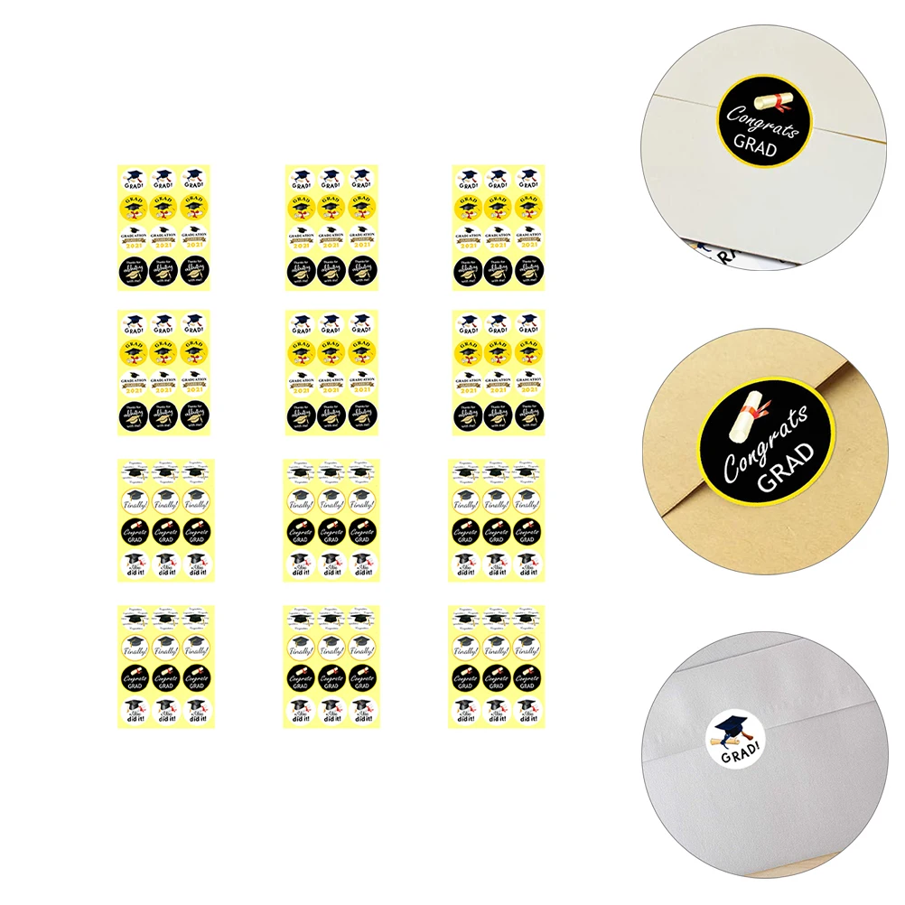 144pcs 졸업 스티커 가방 장식 파티 호의 안전 셀프 선물 가방 파티 호의 스티커 스티커 접착 노트북 카드