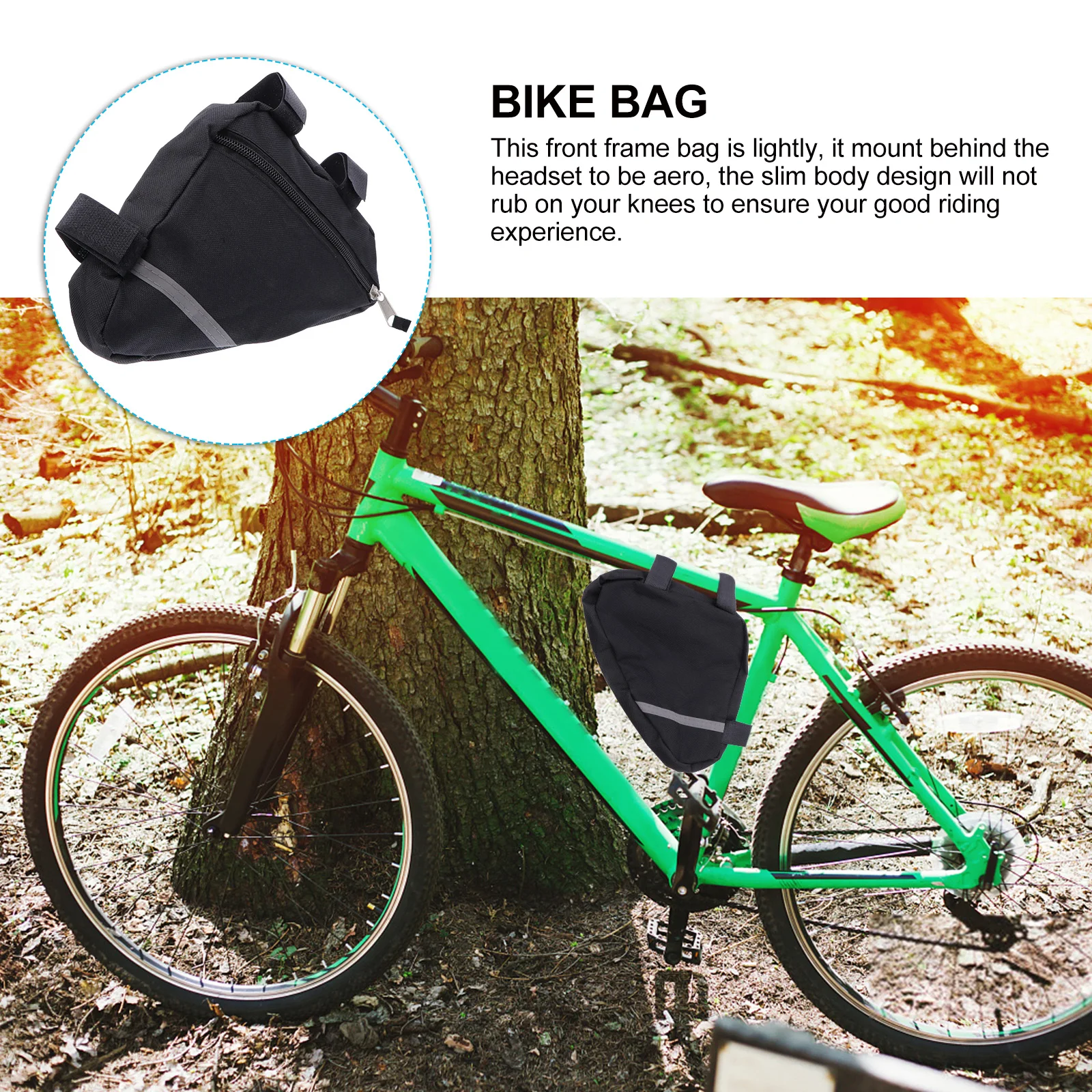 

Waterproof Bike Frame Bag Durable Cycling Pouch Front Beam Package For Mountain Road Bikes Adjustable Hook&Loop Quick