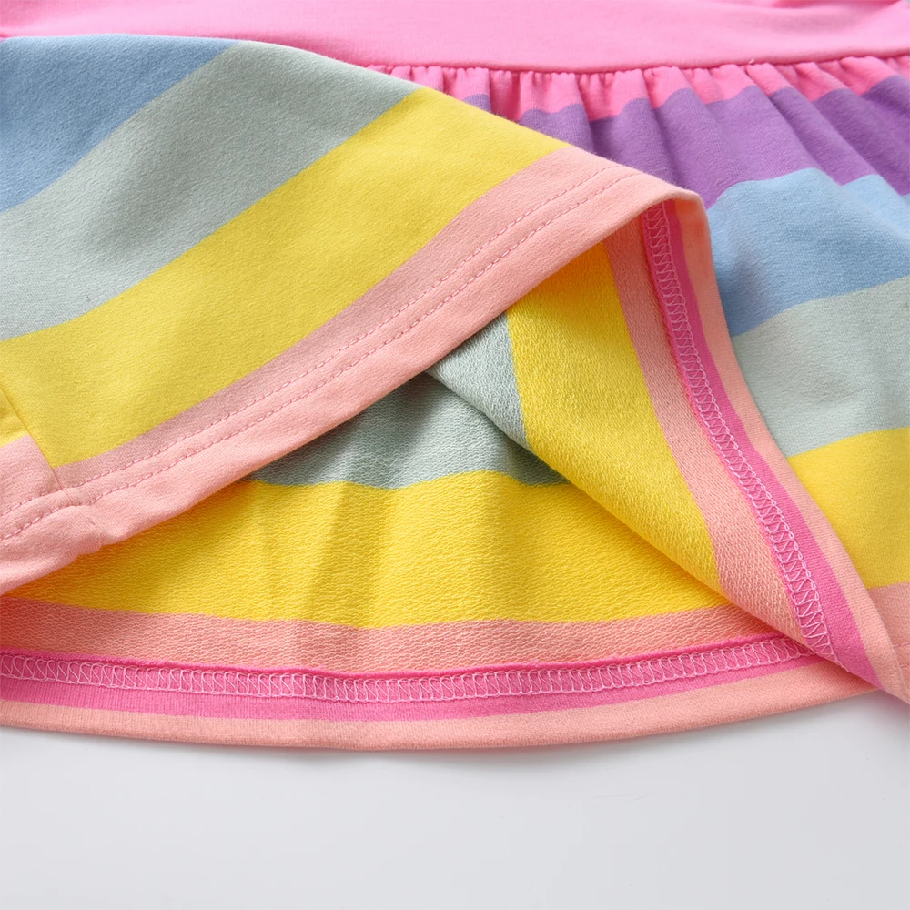 DXTON 겨울 어린이 드레스 레인보우 긴 소매 어린이 캐주얼 드레스 유아 스웨터 코튼 의류 스타 인쇄 소녀 드레스 3-12Y