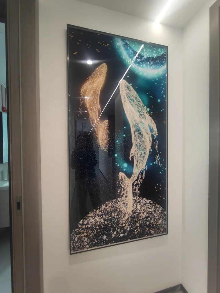 Luxury Whale LED 3D Mural Wall Lamp - Entrance Modern Vertical Hanging Art Decor | Simple Style Light Painting Fixture