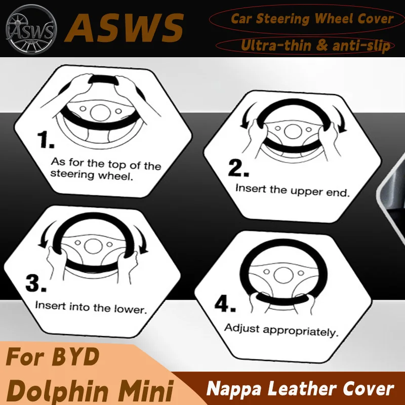 

Чехол на руль из кожи наппа для BYD Dolphin Mini 2022-2027 (2026), ручной пошив, нескользящий, аксессуар для авто