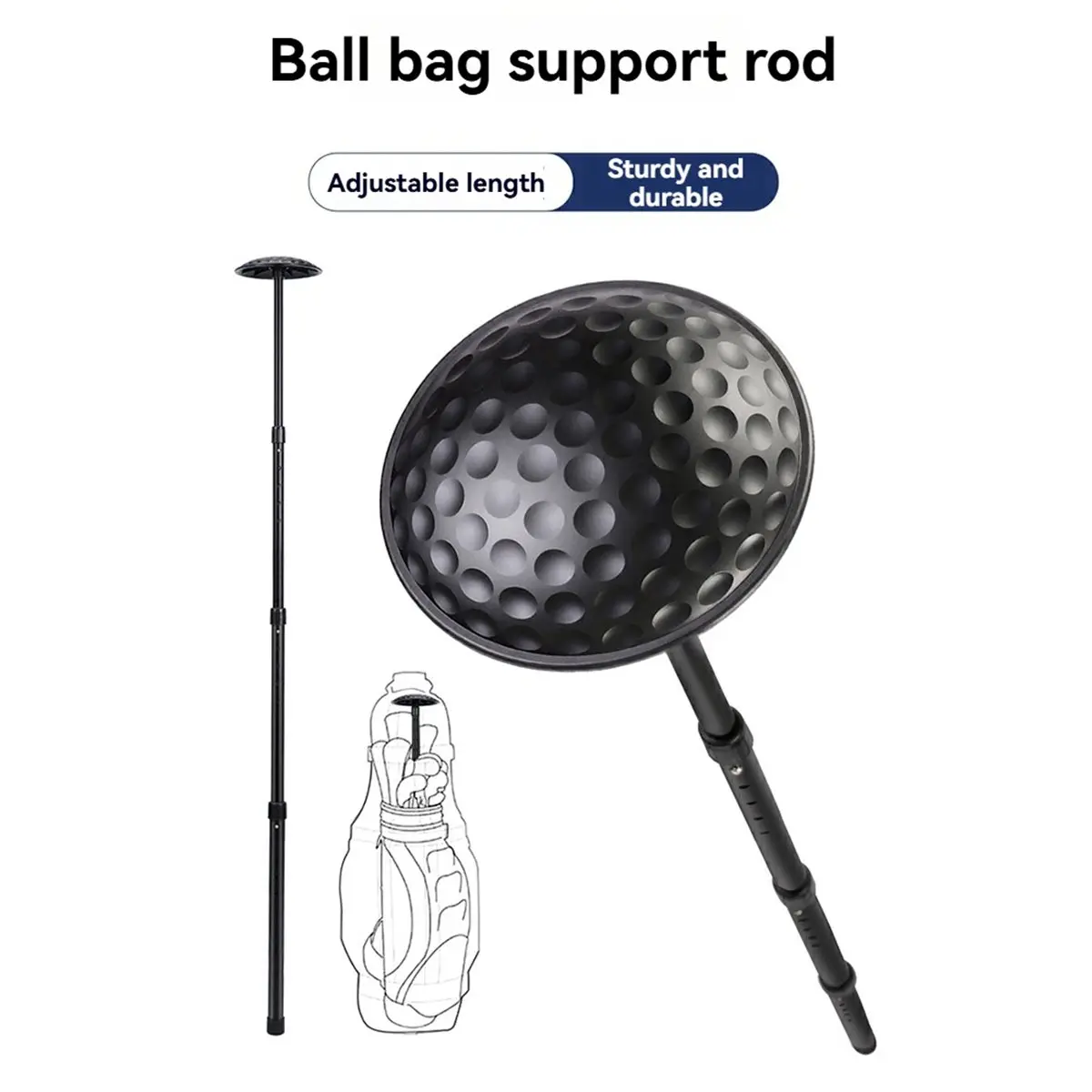 didyou Golf Bag Support Rod 4-Section Adjustable Length Protection Bags Anti Deformation Golf Club Travel Bag Support
